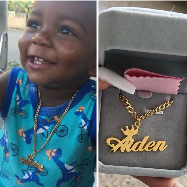 Colliers Personnalisés Crown Kids Name Collier Pendant Plaque Plaque namedaire Bijoux en acier inoxydable Lettre initiale Collier personnalisé Best Friend Cadeaux