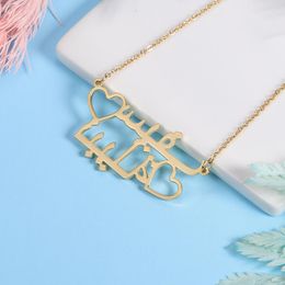 Colliers personnalisé double collier arabe pendentif en or pour femmes charmes en acier inoxydable bijoux islamiques maman anniversaire meilleurs cadeaux