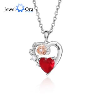 Colliers Personnalisés Nom de gravure Collier Collier Coupure de rose Praine de naissance Pendants pour les cadeaux d'anniversaire de la mère pour sa femme