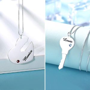 Collares personalizados de collar de pareja únicos para mi corazón colgante con collar de nombre de piedra de nacimiento para amantes jewelrygift
