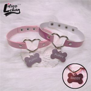 Colliers Pink Peach Girls Heart Chog Bone Shape