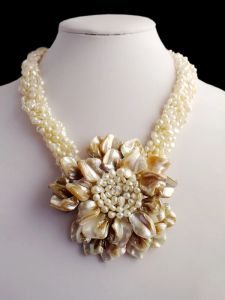 Collares bonitos !!Pearll blanco natural, collar de concha 20 