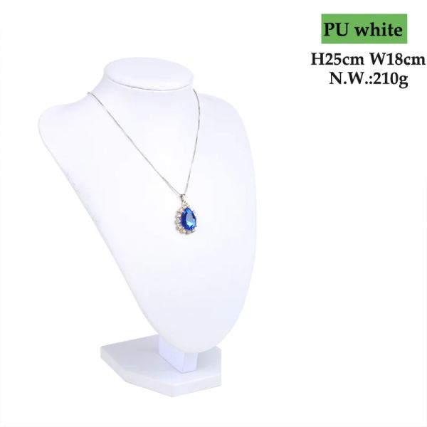 Colliers Pu White en cuir Bust Show Jewelry Collier Oreille Boucle Afficher Pendants Organisateur du stand de bijoux mannequin