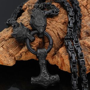 Kettingen Punk Nordic Viking Nooit Vervagen Mannen roestvrijstalen Kettingen Keltische Wolf Rune Accessoires Hanger koning Ketting Noorse Amulet Sieraden