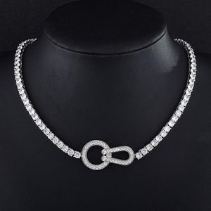 Kettingen punk Vrouw Paard Schoen Zirconia Choker Ketting Voor Vrouwen Zilver Kleur Kristal Kraag Ketting Engagement Collier Sieraden Zk35