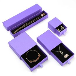 Kettingen Paarse lade sieraden doos ketting oorbellen cadeauverpakking doos sieraden doos sieraden organisator display bruiloft sieraden doos