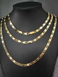 Colliers chaîne plaquée or véritable 6.3mm largeur de bande hommes chaîne collier femmes chaînes 19 pouces 28 pouces