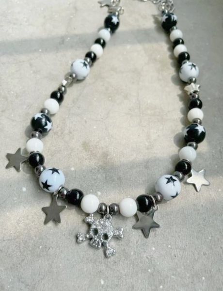 Colliers Rhingestone Skull Star Pentagram Collier de tour de cou en perle pour femmes vintage Sweet Cool Collar Collar chaîne harajuk y2k bijoux nouveau