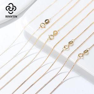 Colliers Rinntin réel 10K chaîne en or massif collier pour femmes AU417 Simple or pur collier de base chaîne de cou bijoux fins FC