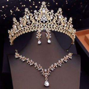Collares Royal Queen Tiaras Juegos de joyería nupcial Corne de corona Corne de corona de la noche