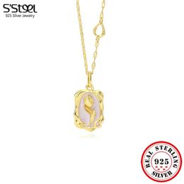 Colliers S'STEEL argent 925 réel 100% tulipe petit Zircon émail pendentif colliers délicat personnalisé déclaration Acessorios bijoux femmes