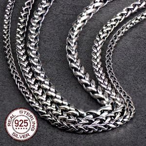 Collares S925 Fabricación de metales 3 mm 4 mm 5 mm Cadena de quilla de dragón como regalo para hombres y con caja de madera