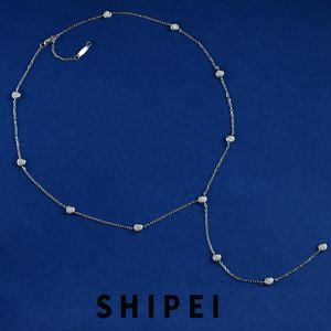 Colliers SHIPEI 925 argent sterling rond 3.25CT saphir blanc pierre précieuse 18 carats plaqué or femmes pendentif collier bijoux fins en gros