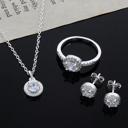 Kettingen Sier Vergulde ketting Hanger Oorstekers Openingsring Kristallen sieraden Oorbel Effen Noble Fashion Ringen Elegant voor vrouwen Meisje