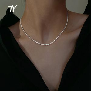 Colliers Sparkling Simple Silver Color Chokers Collier For Womans 2023 Korean Fashion Jewelry Girls Luxurious Choker Sexy Clavicule Chain