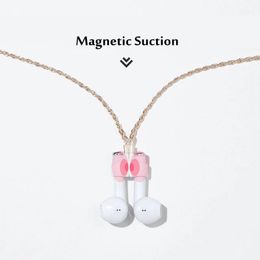 Kettingen Roestvrij stalen ketting Airpods Anti-verlies Magnetische zuigmof Heren Dames Eenvoudige stijl Watergolfketting Sieradenaccessoires