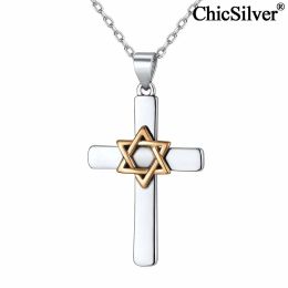Colliers Star de David Cross Pendant Collier For Women Men 925 Sterling Silver Magen David Star Jewish Jewelry juif