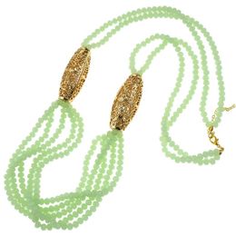 Collares Sunspicems, collar de cuentas de piedra Natural con bolas de Color dorado para mujer, collar de cadena multicapa verde menta, joyería de Argelia y Marruecos