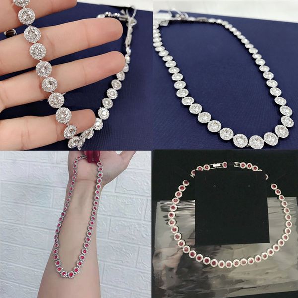 colliers swa bracelets designer tennis bracelet pour femmes boucle d'oreille plaqué or argent cristal vert bleu diamant collier chaîne pour hommes bijoux de luxe cadeau avec boîte
