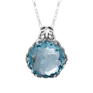 Colliers Szjinao Vintage Aquamarine Collier Pendentif Stone Solid 925 STERLING Silver Gem Stone Birth Stone Pendants For Women Jewelry Cadeaux