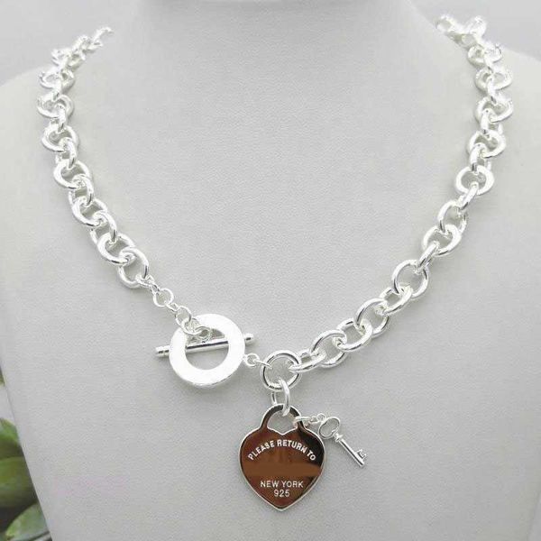 Colliers t Classic Design Womens TF Style Chain Collier Sterling Sier Key Heart Love Oeuf Marque Pendante Charme NEC 0AE6 0RV7