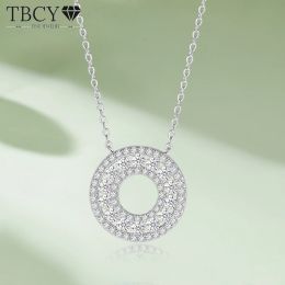 Kettingen tbcyd 1.4ct d kleur dubbele cirkel moissaniet ketting hanger voor vrouwen GRA gecertificeerd S925 zilveren nekketen luxe sieradencadeau