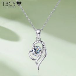 Kettingen tbcyd 1ct moissaniet diamanten ketting hanger voor vrouwen met GRA gecertificeerd 925 sterling zilveren trouwfeest nekketen sieraden