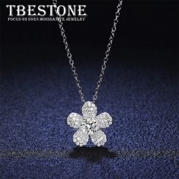 Colliers Tbestone 2024 Nouveau Camellia 0.5Ct Moisanite Diamond 925 STERLING Silver Prendant Collier Femme Bijoux