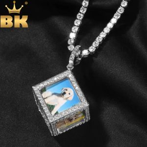 Kettingen TBTK Aangepaste 3D Foto Sqaure Hanger DIY Foto's Geheugenblok Ketting Gepersonaliseerde HipHop Sieraden Mannen Vrouwen Geschenken