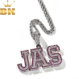 Colliers TBTK Nom initial personnalisé Nom Iced Out 2 Ligne Bleu Bleu Green Cumbic Zirconia Personnalisé Pendre Collier Hiphop Bijoux