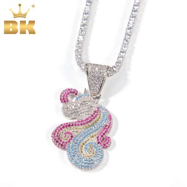 Colliers Le collier pendentif Unicorn King Bling King Full Iced Out Cumbic Zirconia Charm Collier Fashion Hiphop Bijoux pour Dropshipping