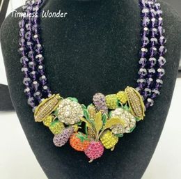 Collares Maravilla eterna Fancy Crystal Beaded Zircon Fruits Collar llamativo para mujeres Diseñador Joyería Runway Marca de lujo Rare 4526