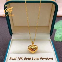 Colliers Tiyinuo authentique AU750 Real 18K Collier d'or coeur Amour Pendant Gift d'anniversaire Fashion Basic présente pour femme Fine bijoux