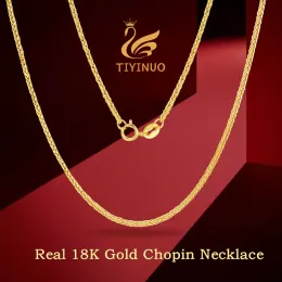 Kettingen tiyinuo echte 18k gouden vrouwen nieuw in sleutelbeen ketting vaste chopin keten au750 huwelijksaanzoek bruiloft geschenkfeestje fijne sieraden