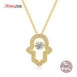 Colliers TONGZHE Lucky 2019 mode 925 en argent Sterling Hamsa main pendentif Fatima main collier femmes tour de cou turquie Bijoux ras du cou Bijoux