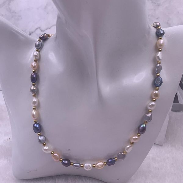 Colliers Collier de perles naturelles de qualité supérieure avec perles en acier inoxydable AAA + baroque profilé rose gris noir perle comme meilleur cadeau
