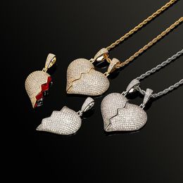 Colliers TOPGRILLZ 2022New solide dos coeur brisé avec pendentif magnétique collier de haute qualité cuivre Hip Hop Punk bijoux pour cadeau de fête