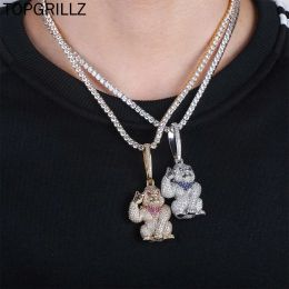 Collares TOPGRILLZ Iced Out Collares Cadena colgante para hombres Mujeres Oro Plata Color Cubic Zircon Hip Hop Joyería