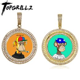 Collares TOPGRILLZ Nuevo colgante de pareja NFT Collar con foto personalizado para arte digital y arte criptográfico Full Iced CZ Hip Hop Joyería personalizada