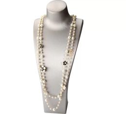 Colliers Collier de perles longues à la mode pour femmes fleur numéro 5 collier pull en couches colliers camélia fleur Collares fête