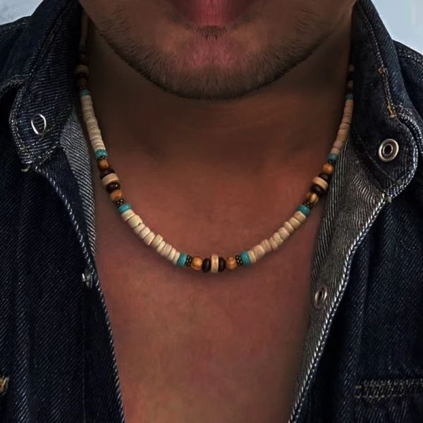 Colliers TRENDY SUMME BOHÉMIE ETHNIQUE BLANCE COCON DE COCON COCHE Collier Men de bijoux tribaux fait à la main