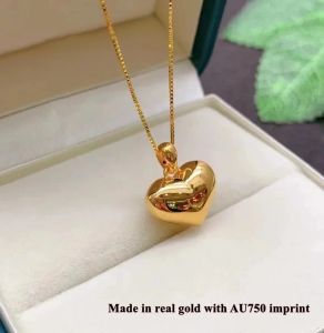 Colliers True 18k Gold Heart Pendant Collier Simple Love Design Collier AU750 Femme Exquise Bijoux d'anniversaire Gift DC1036