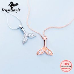 Kettingen Trustdavis 925 sterling zilver schattig dier zoete walvis hanger mode ketting voor dochter meisje verjaardagscadeau sieraden DS3812