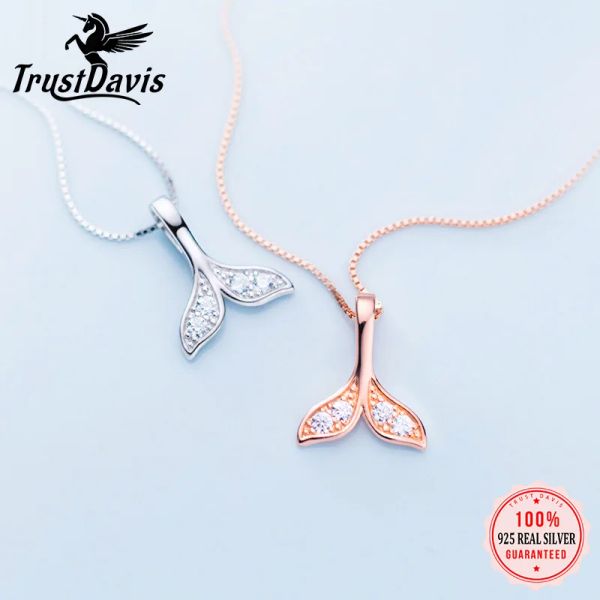 Colliers Trustdavis 925 en argent Sterling mignon Animal doux baleine pendentif mode collier pour fille fille cadeau d'anniversaire bijoux DS3812