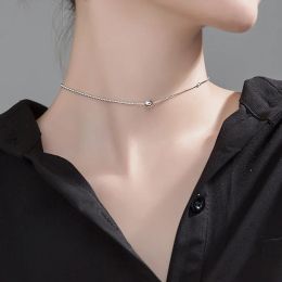 Kettingen Trustdavis Minimalistische 925 Sterling Silver 6mm kralen Snake Chain Choker Korte ketting voor vrouwen Wedding S925 Sieraden Gift DA1309