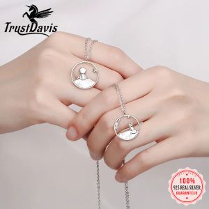 Collares TrustDavis Plata de Ley 925 auténtica moda Pequeño Príncipe zorro colgante parejas collar para mujeres fiesta joyería fina DD1344