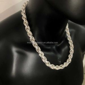 Collares Twisted Moissanite Cadena de cuerda S925 10K 14K 18K Gold Hip Hop Hombres Joyas Collar Cubano Freed Out VVS Diamond Rope Chain