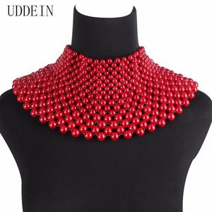 Kettingen UDDEIN Mode Indiase sieraden Handgemaakte kralen Verklaring kettingen voor vrouwen Kraag Bib Kralen Choker Maxi Ketting Trouwjurk