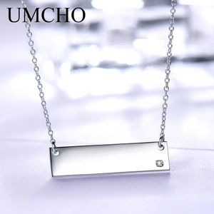 Kettingen UMCHO Real 925 Sterling Zilveren Ketting Aangepaste Naam Bar Hangers Mode Stijl Sieraden Voor Vrouwelijke Verlovingscadeau Fijne Sieraden