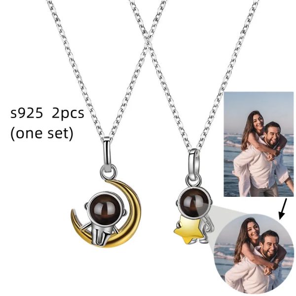 Colliers Valentin's Day 2pcs Gift Photo Collier de projection personnalisée